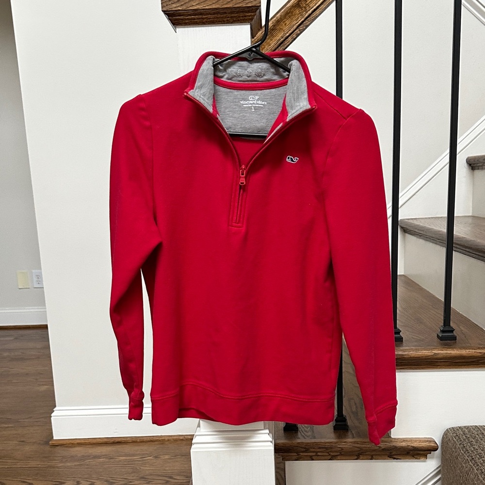 Vineyard Vines Red Quarter-Zip Pullover Boys L (16) Like New